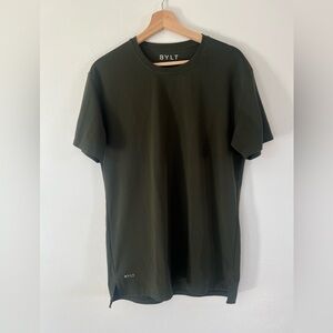 BYLT‎ Basics Crew Split Hem Lux Dark Forest Green Men’s Short Sleeve T-Shirt